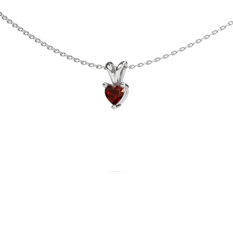 Image of Pendant Garnet 585 white gold Garnet 4 mm