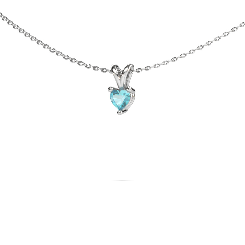 Image of Pendant Garnet 585 white gold Blue topaz 4 mm