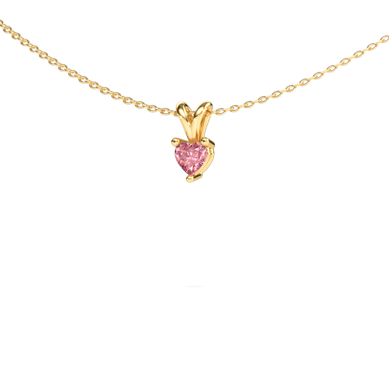 Image of Pendant Garnet 585 gold Pink lab grown diamond 4 mm