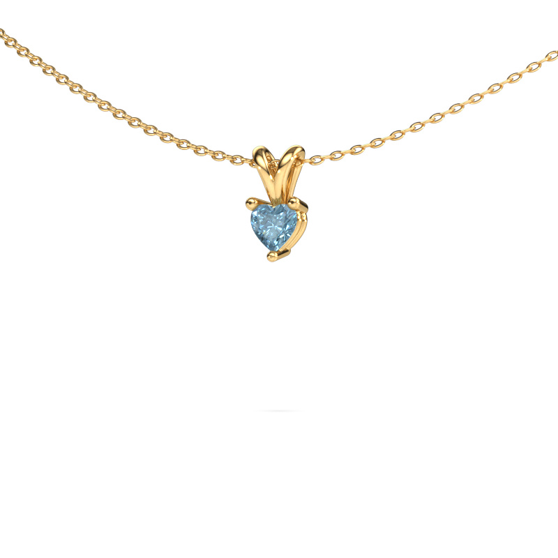 Image of Pendant Garnet 585 gold Blue lab grown diamond 4 mm