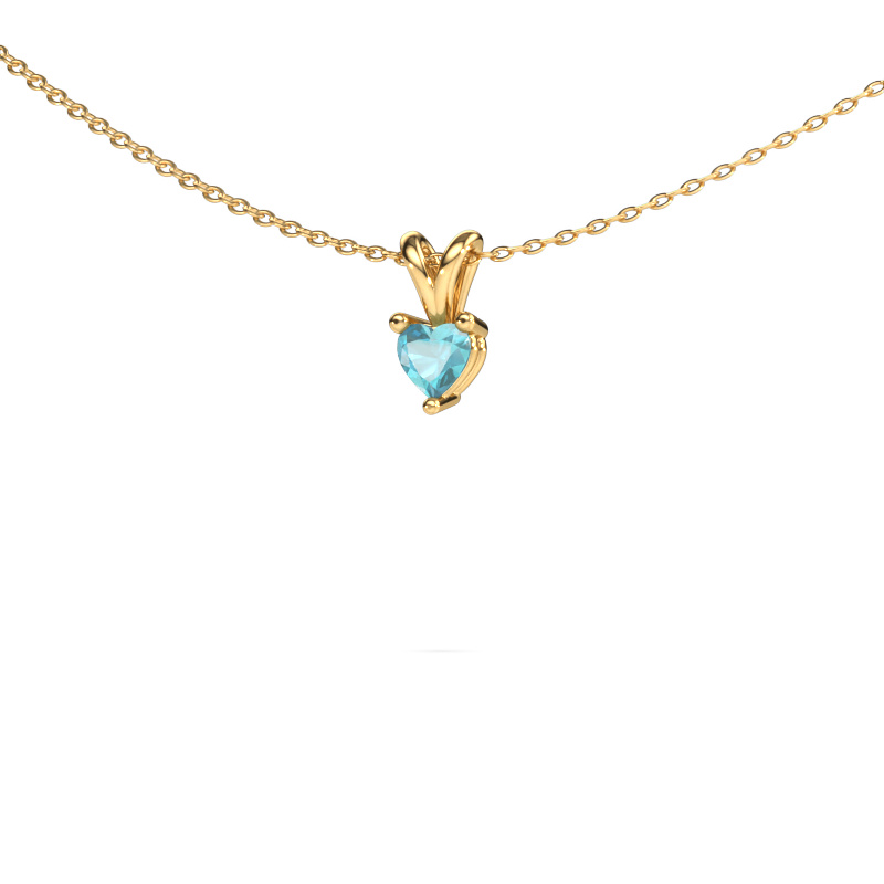 Image of Pendant Garnet 585 gold Blue topaz 4 mm