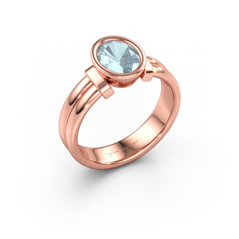 Bild av Ring Gerda 585 roséguld Akvamarin 8x6 mm