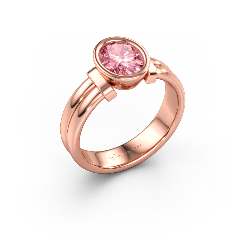 Bild av Ring Gerda 585 roséguld Rosa labbodlad diamant 8x6 mm