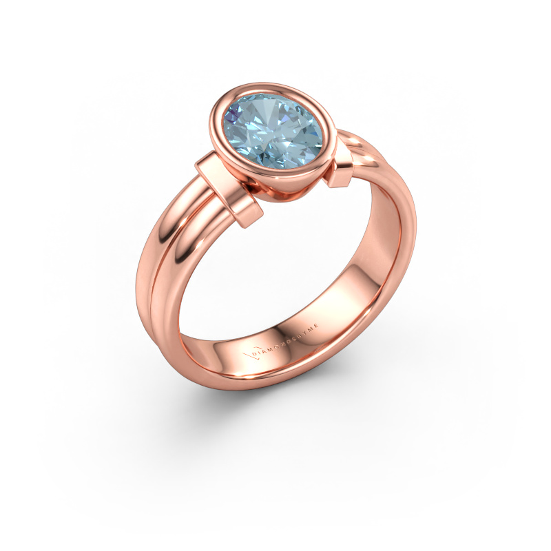 Bild av Ring Gerda 585 roséguld Blå labbodlad diamant 8x6 mm