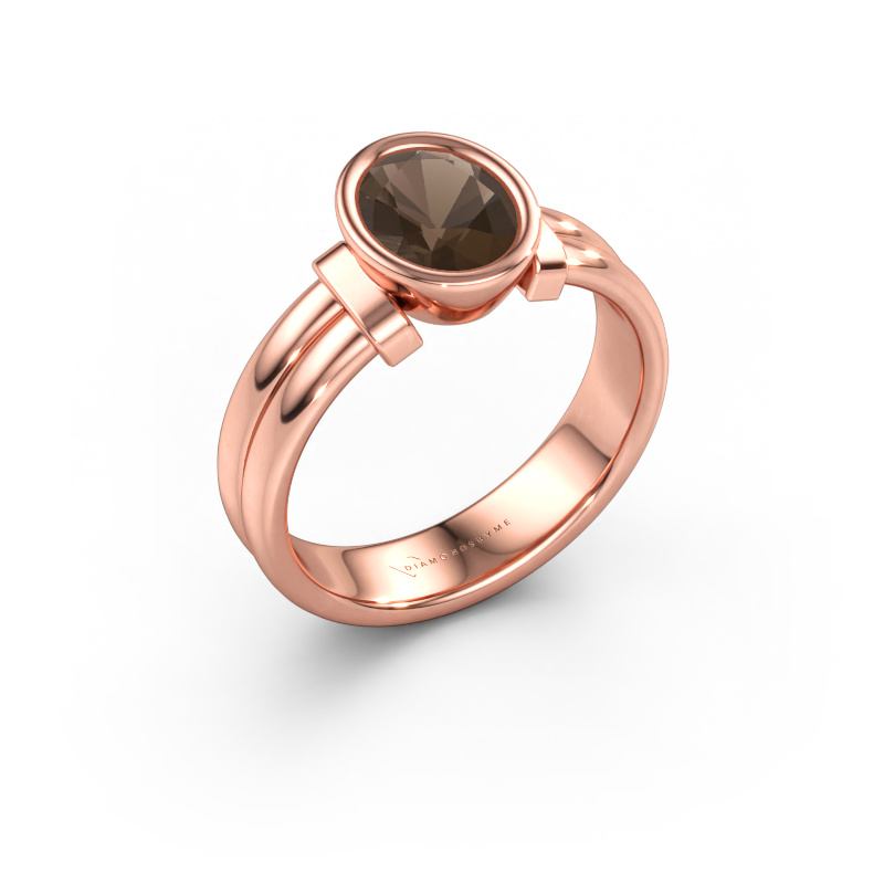 Bild av Ring Gerda 585 roséguld Rökkvarts 8x6 mm