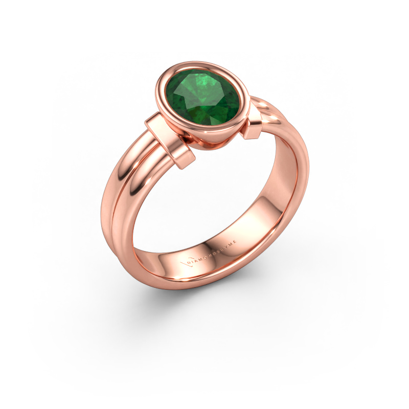 Immagine di Anello Gerda 585 oro rosa Smeraldo 8x6 mm