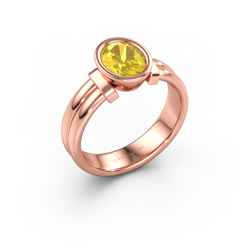 Bild av Ring Gerda 585 roséguld Gul safir 8x6 mm