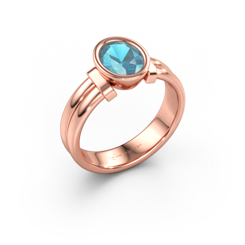 Bild av Ring Gerda 585 roséguld Blå topas 8x6 mm