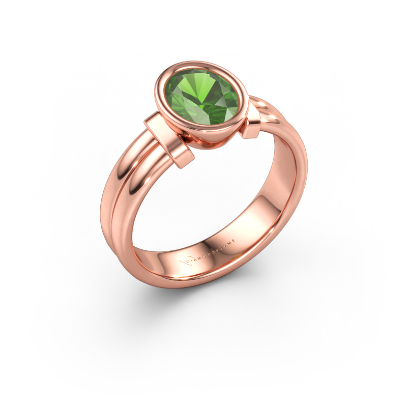 Bild av Ring Gerda 585 roséguld Grön turmalin 8x6 mm