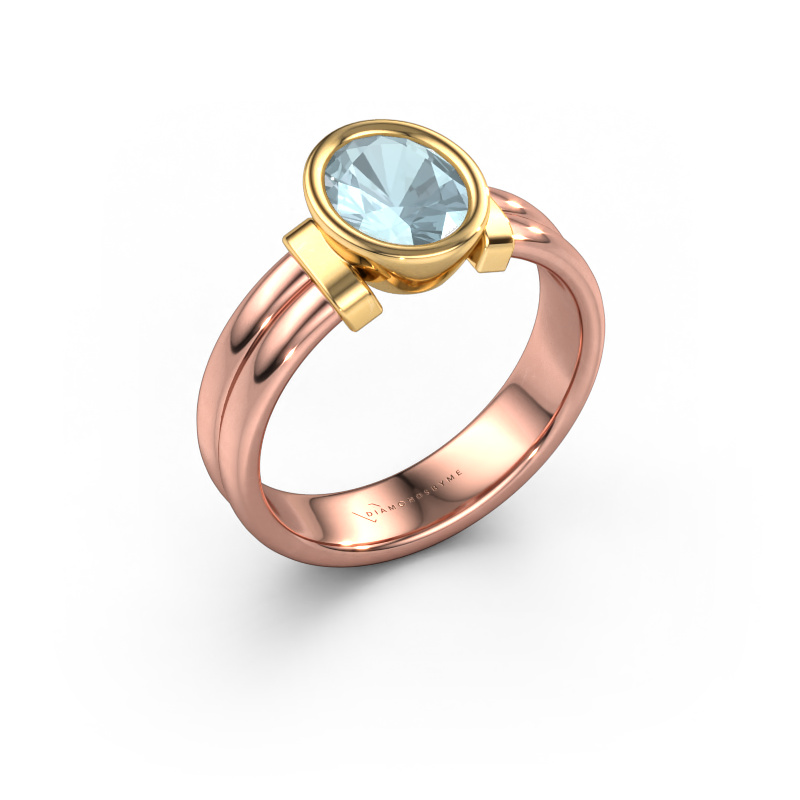 Bild von Ring Gerda 585 Roségold Aquamarin 8x6 mm
