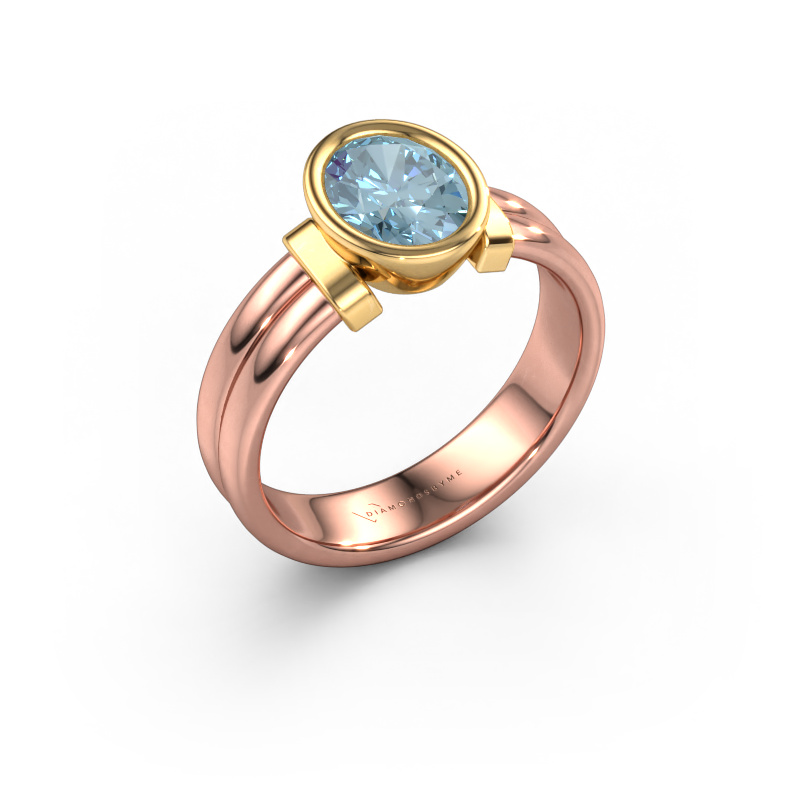 Bild von Ring Gerda 585 Roségold Blauer Labordiamant 8x6 mm