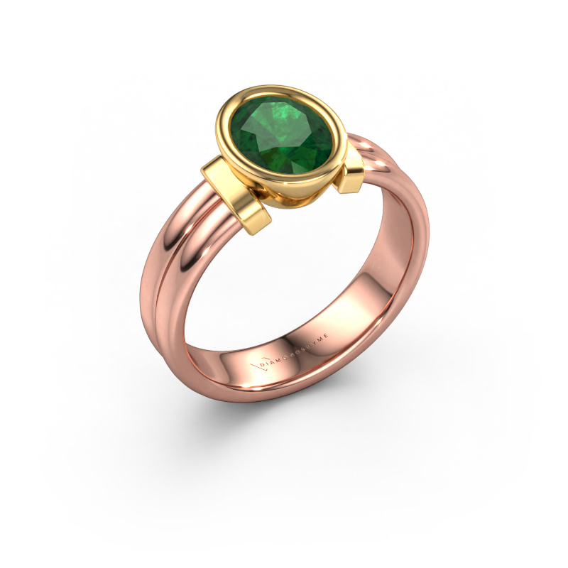 Bild von Ring Gerda 585 Roségold Smaragd 8x6 mm