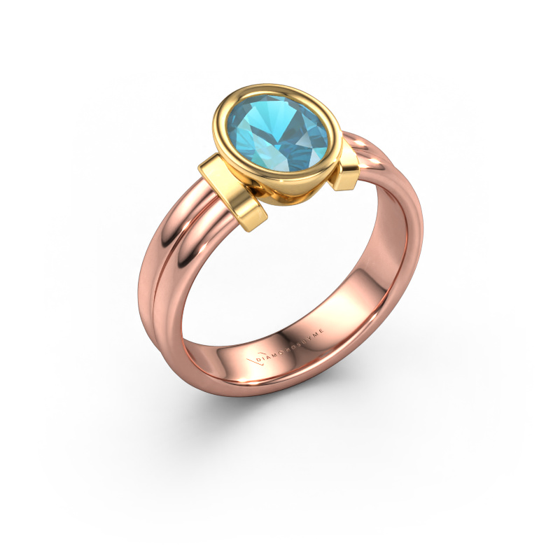 Bild von Ring Gerda 585 Roségold Blau Topas 8x6 mm