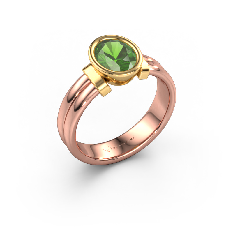 Bild von Ring Gerda 585 Roségold Turmalin grün 8x6 mm