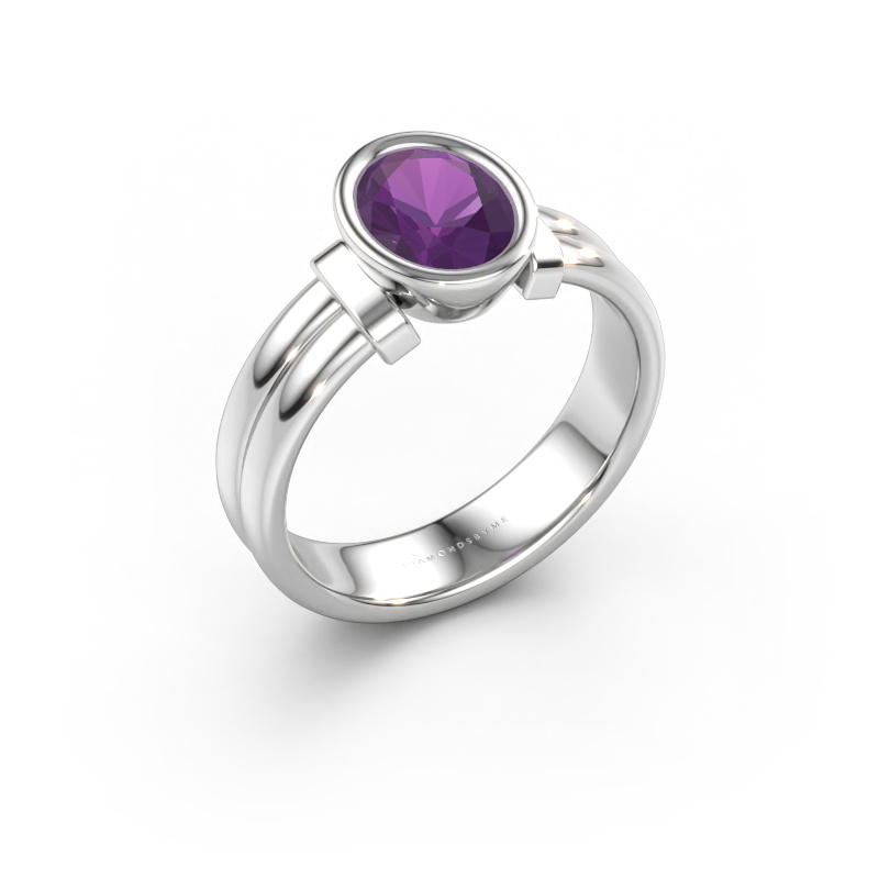 Bild av Ring Gerda 585 vitt guld Ametist 8x6 mm