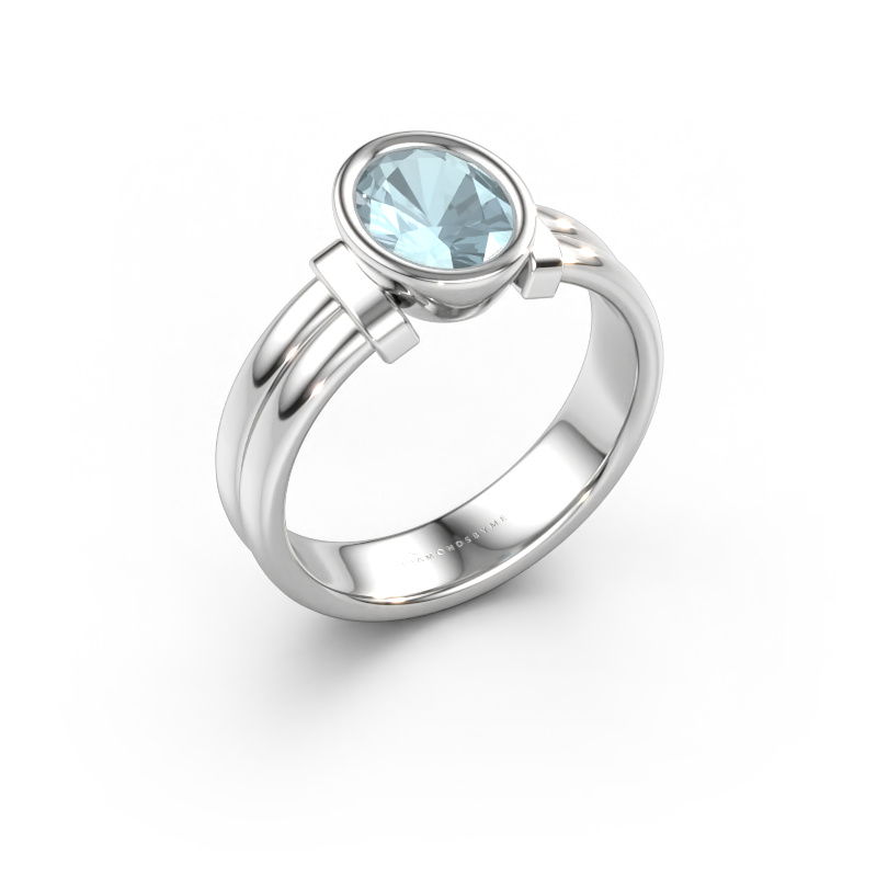 Bild av Ring Gerda 585 vitt guld Akvamarin 8x6 mm