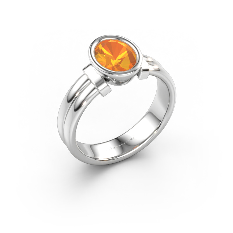 Bild von Ring Gerda 585 Weißgold Citrin 8x6 mm