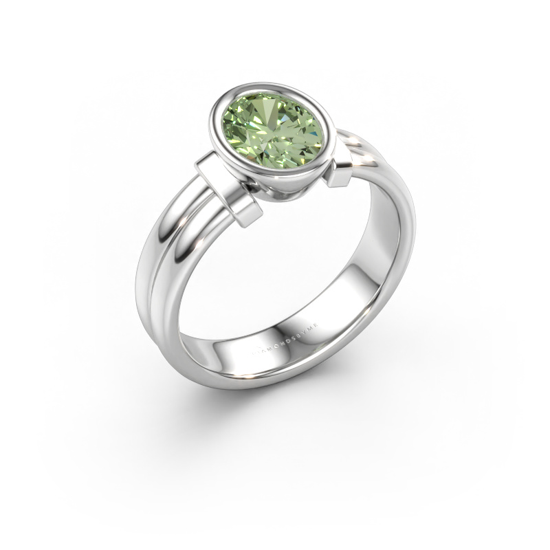 Immagine di Anello Gerda 585 oro bianco Diamante lab grown verde 8x6 mm