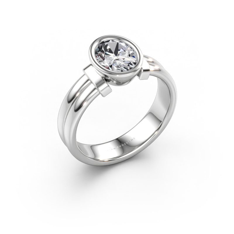 Bild av Ring Gerda 585 vitt guld Diamant efter eget val 8x6 mm