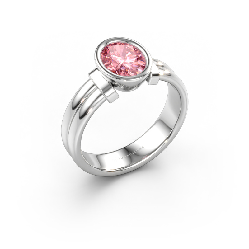 Bild av Ring Gerda 585 vitt guld Rosa labbodlad diamant 8x6 mm