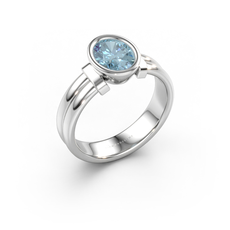 Immagine di Anello Gerda 585 oro bianco Diamante lab grown blu 8x6 mm