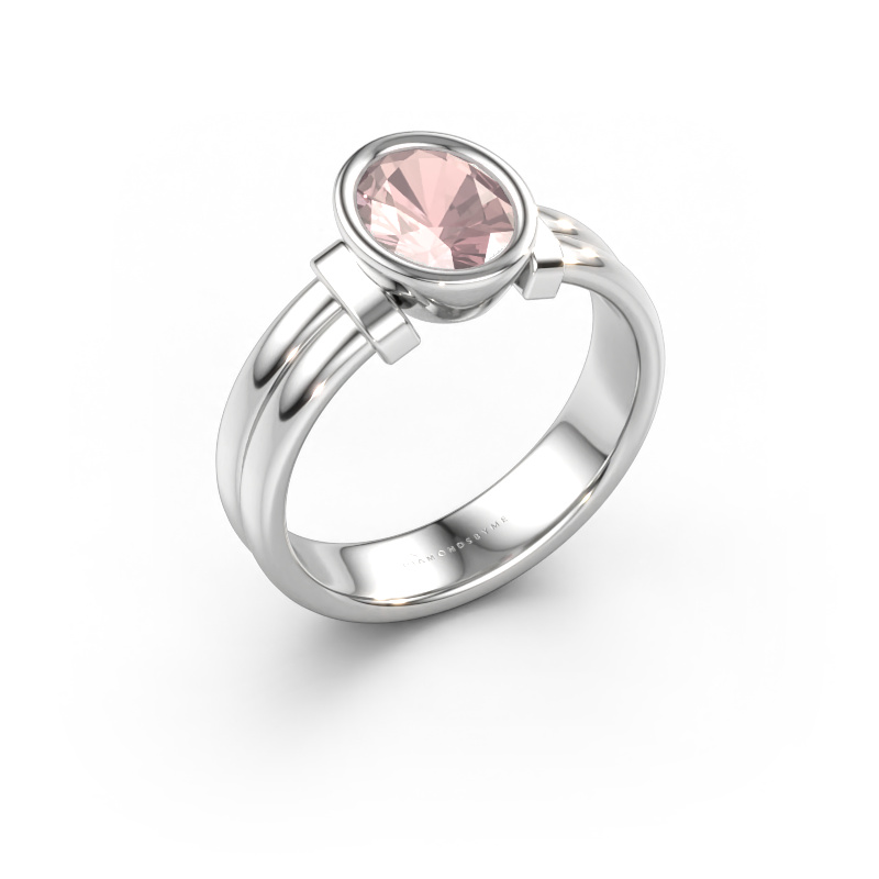 Bild av Ring Gerda 585 vitt guld Champagnefärgad morganit 8x6 mm