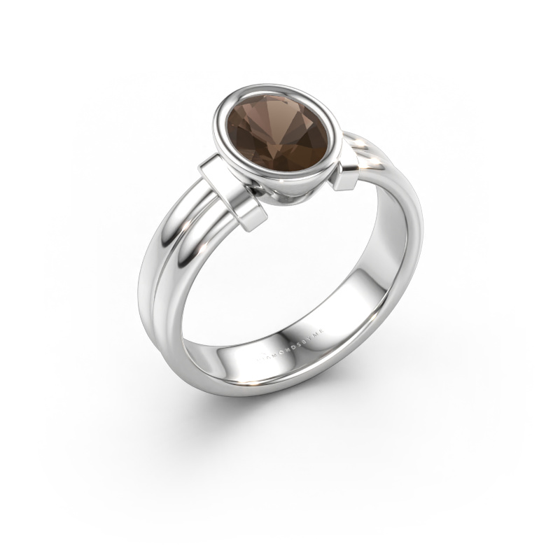 Immagine di Anello Gerda 585 oro bianco Quarzo fumé 8x6 mm
