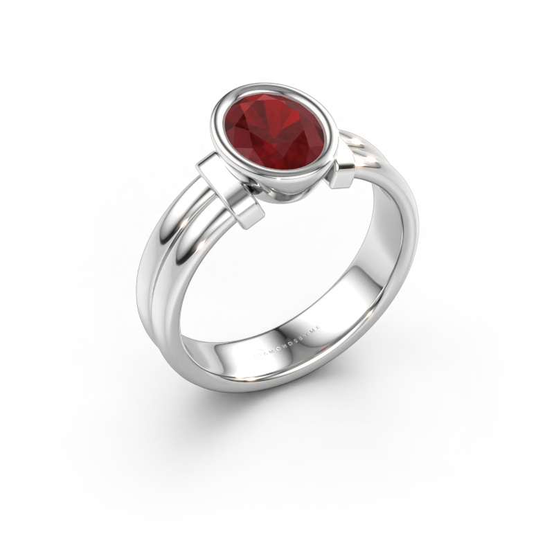 Bild av Ring Gerda 585 vitt guld Rubin 8x6 mm