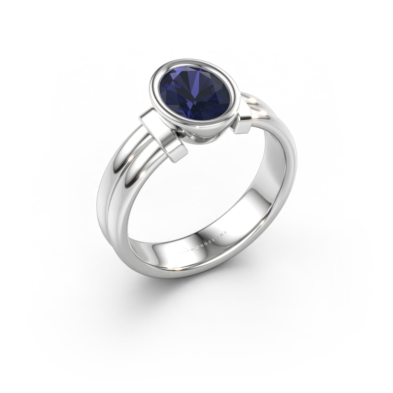 Immagine di Anello Gerda 585 oro bianco Zaffiro 8x6 mm