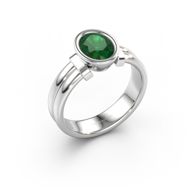 Bild av Ring Gerda 585 vitt guld Smaragd 8x6 mm