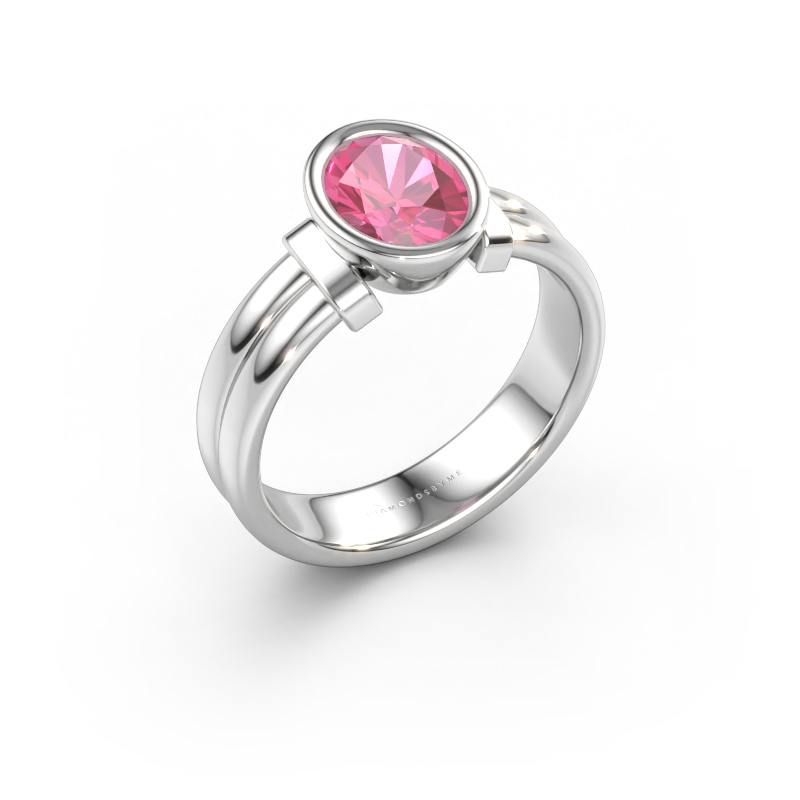 Bild av Ring Gerda 585 vitt guld Rosa safir 8x6 mm