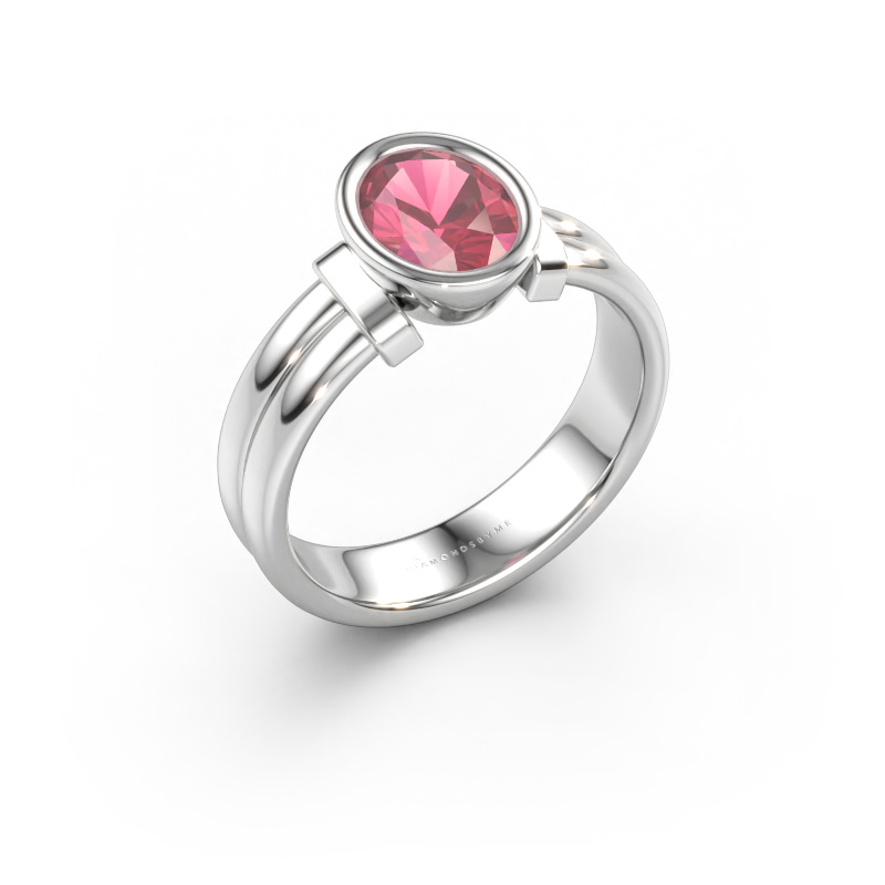 Bild av Ring Gerda 585 vitt guld Rosa turmalin 8x6 mm