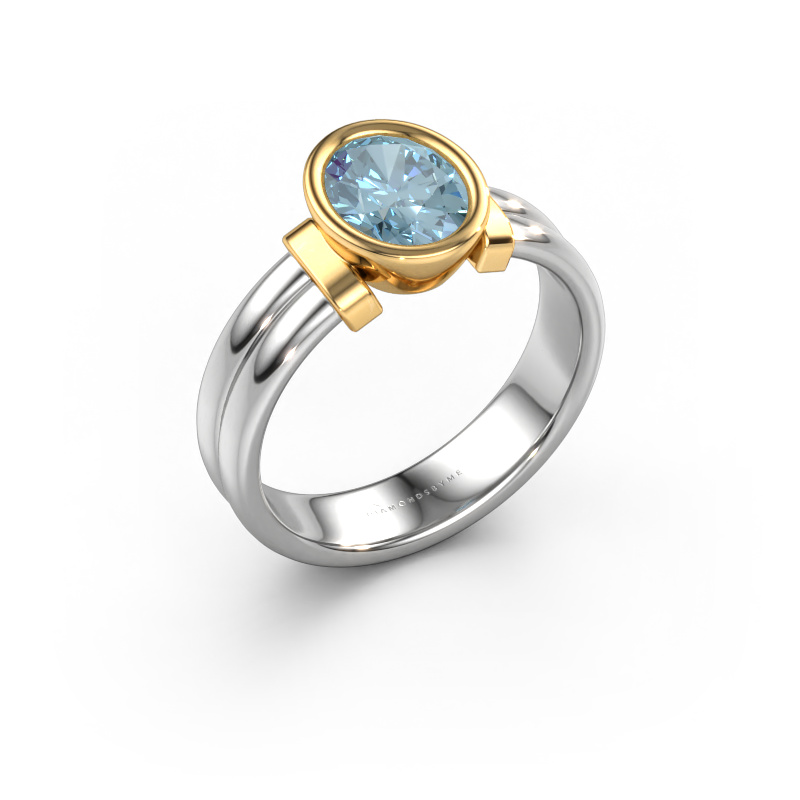 Image of Ring Gerda 585 white gold Blue lab grown diamond 8x6 mm