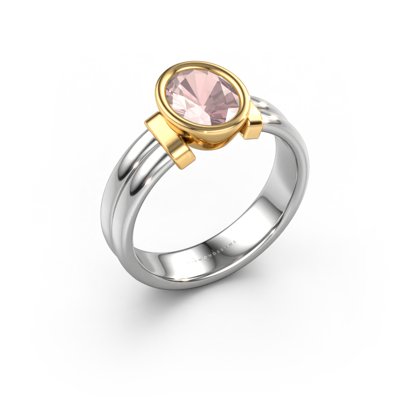 Image of Ring Gerda 585 white gold Morganite champagne 8x6 mm