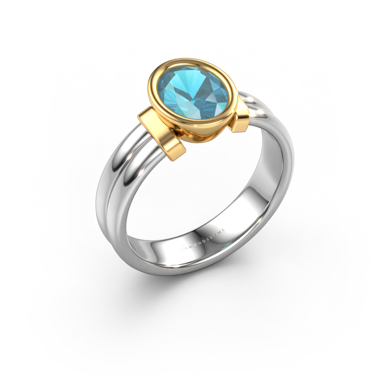 Image of Ring Gerda 585 white gold Blue topaz 8x6 mm