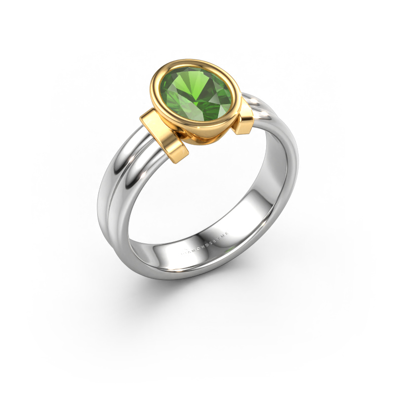 Bild von Ring Gerda 585 Weißgold Turmalin grün 8x6 mm