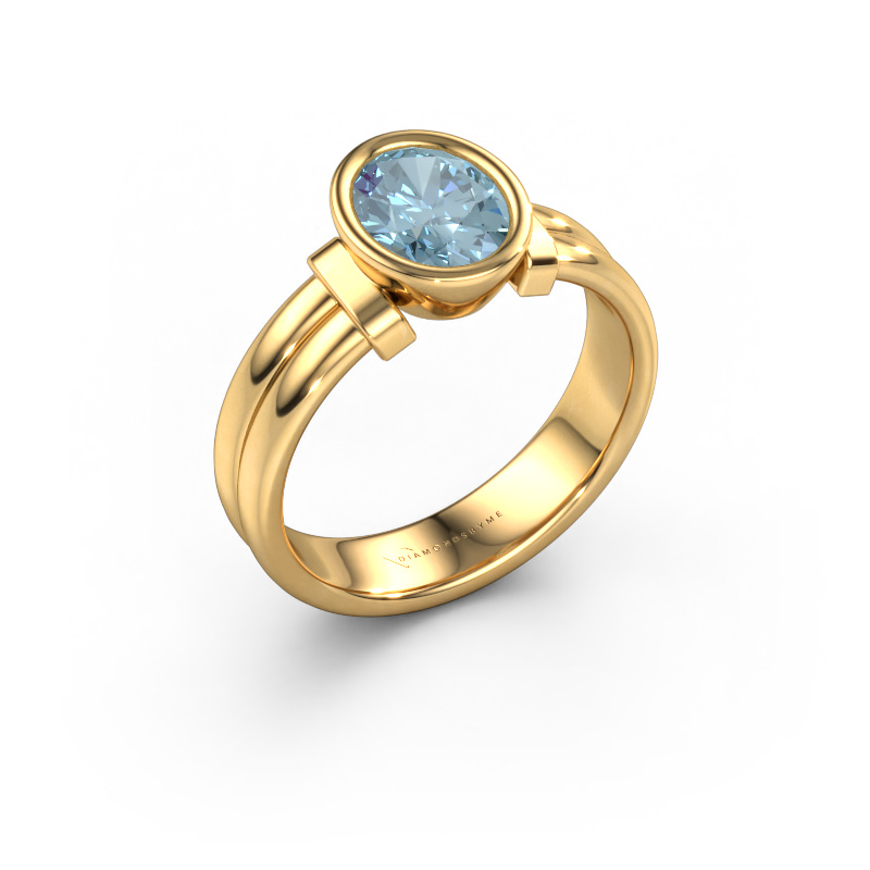 Image of Ring Gerda 585 gold Blue lab grown diamond 8x6 mm