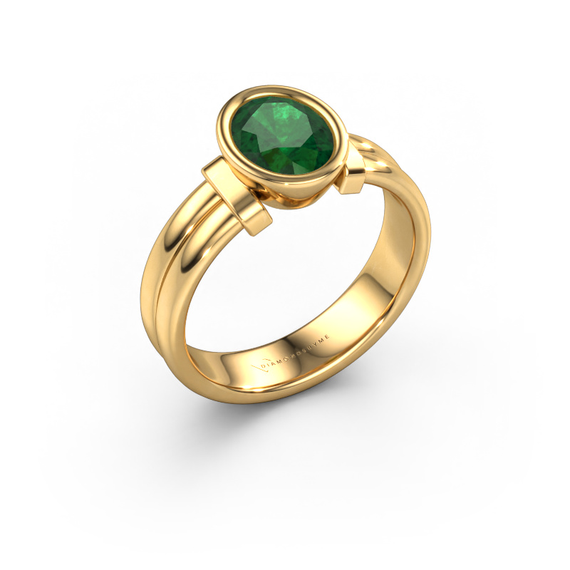 Image of Ring Gerda 585 gold Emerald 8x6 mm