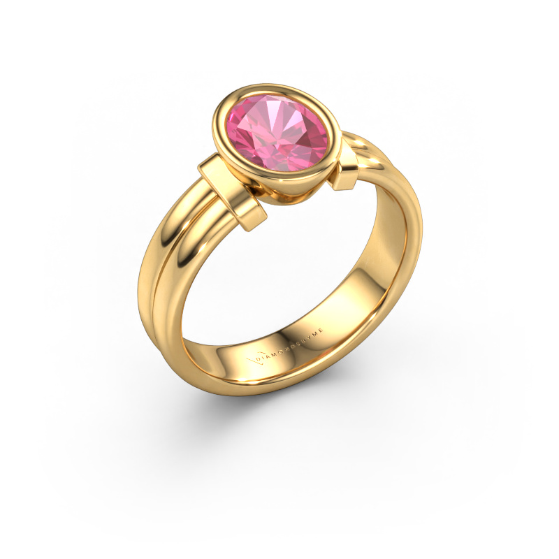 Afbeelding van Ring Gerda 585 goud Roze saffier 8x6 mm