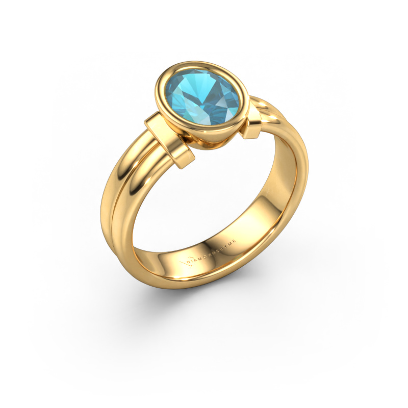 Image of Ring Gerda 585 gold Blue topaz 8x6 mm