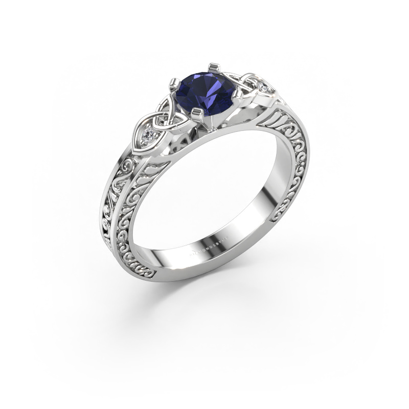 Immagine di Anello di fidanzamento Gillian 585 oro bianco Zaffiro 5 mm