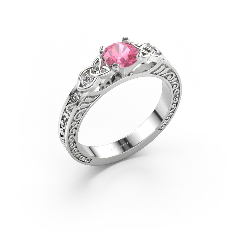 Bild av Förlovningsring Gillian 585 vitt guld Rosa safir 5 mm