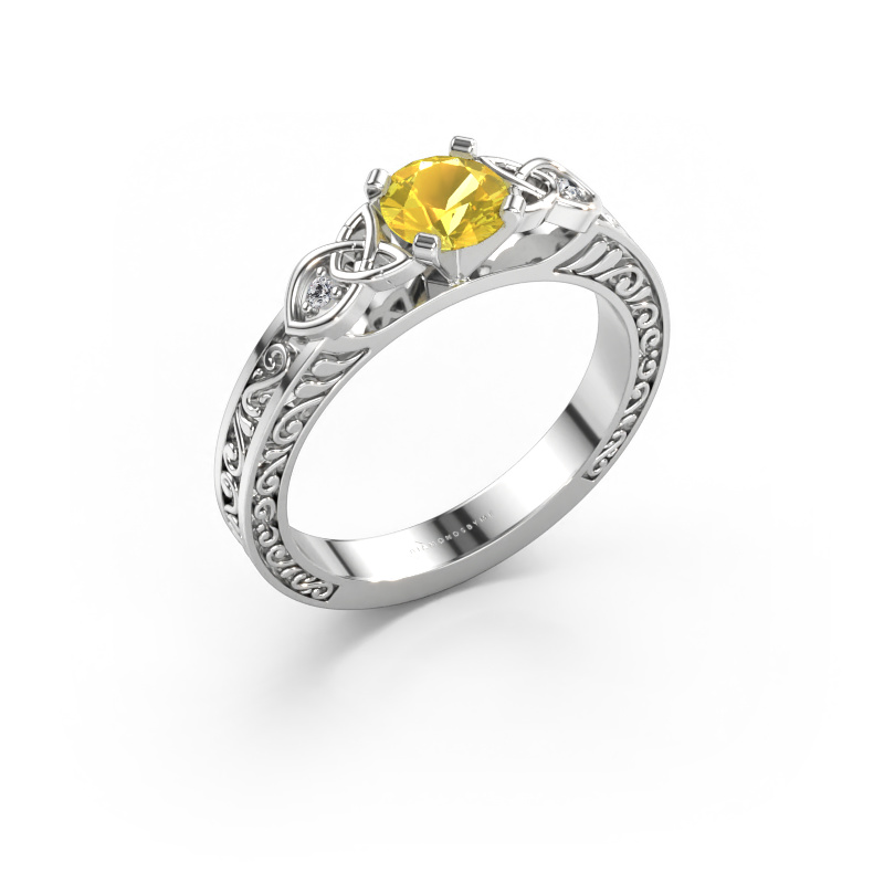 Immagine di Anello di fidanzamento Gillian 585 oro bianco Zaffiro giallo 5 mm