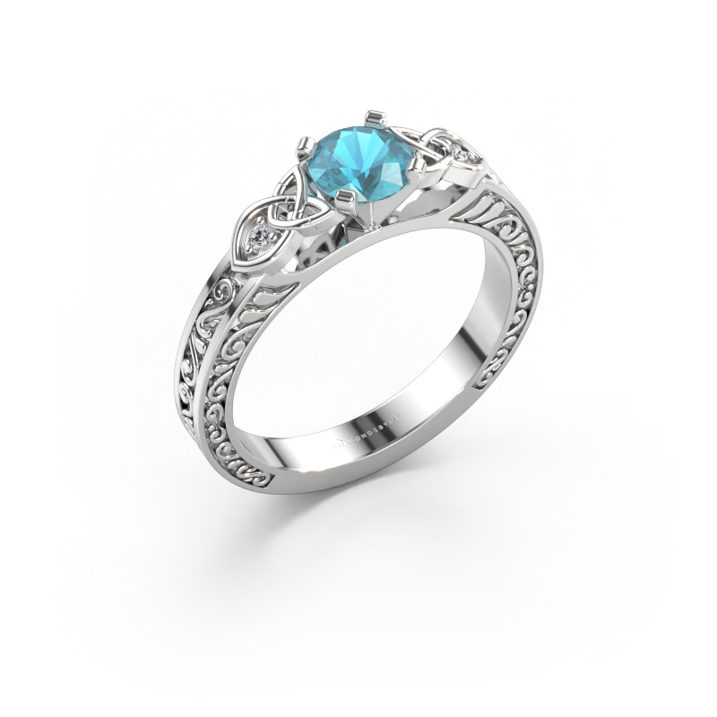 Immagine di Anello di fidanzamento Gillian 585 oro bianco Topazio blu 5 mm
