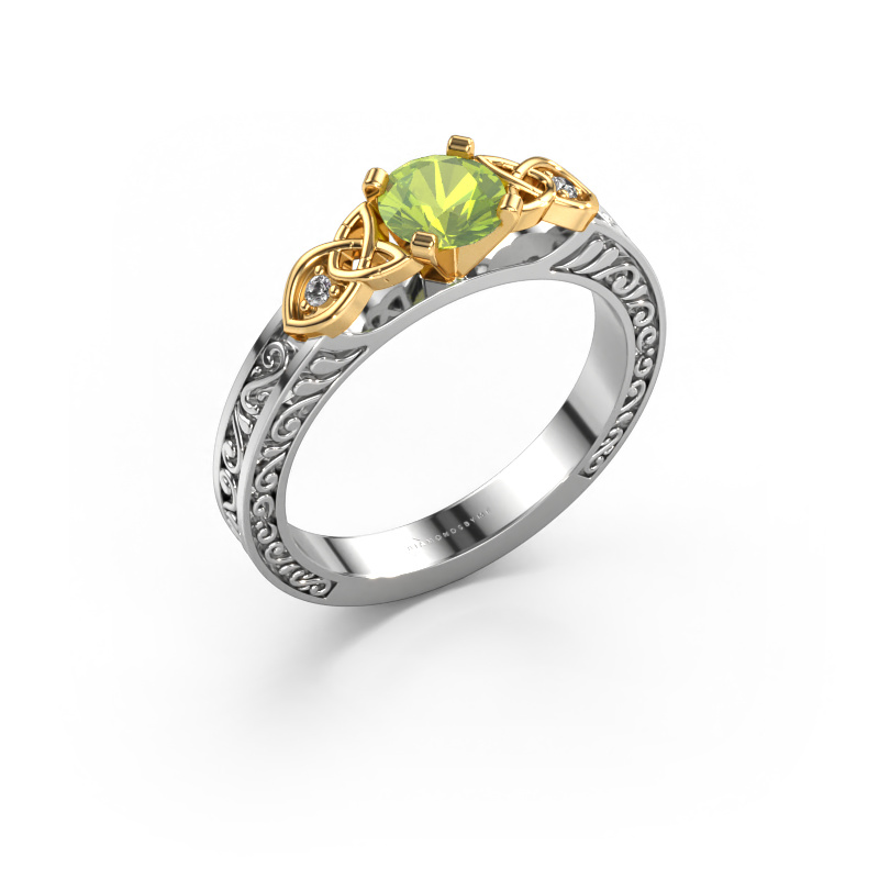 Image of Engagement ring Gillian 585 white gold Peridot 5 mm