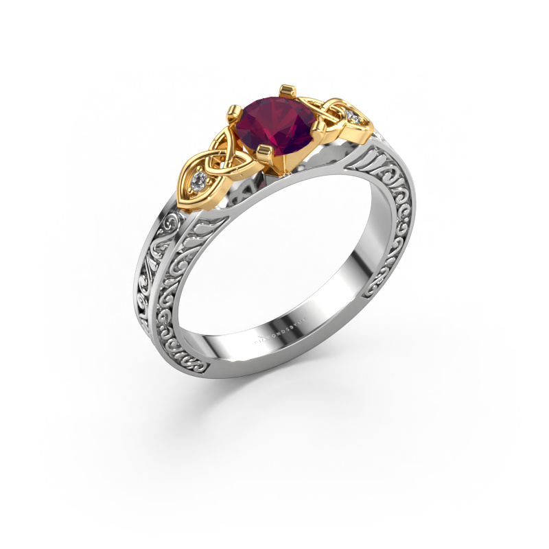 Image of Engagement ring Gillian 585 white gold Rhodolite 5 mm