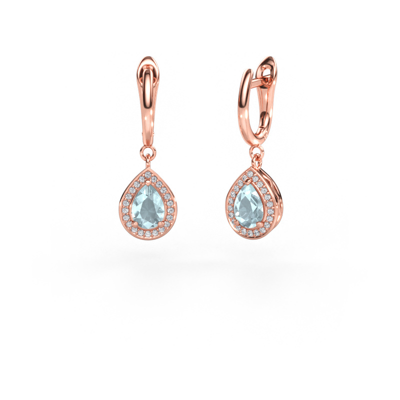 Image of Drop earrings Ginger 1 585 rose gold Aquamarine 7x5 mm