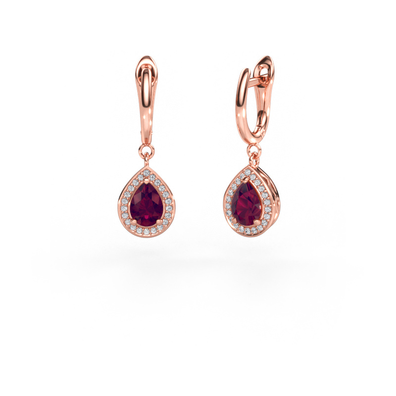 Immagine di Orecchini pendenti Ginger 1 585 oro rosa Rodolite 7x5 mm