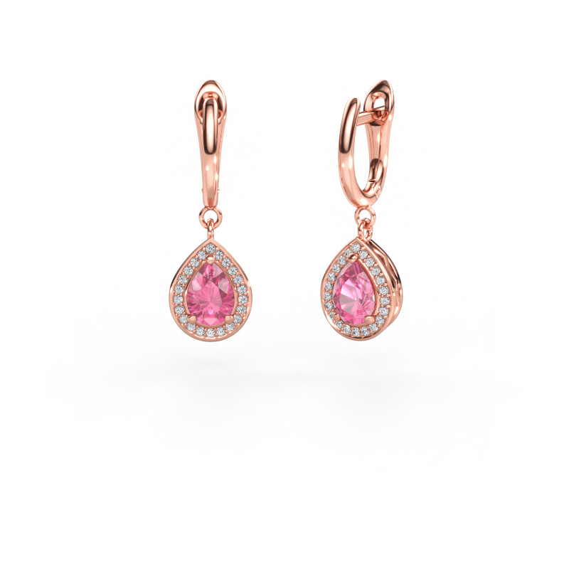 Immagine di Orecchini pendenti Ginger 1 585 oro rosa Zaffiro rosa 7x5 mm