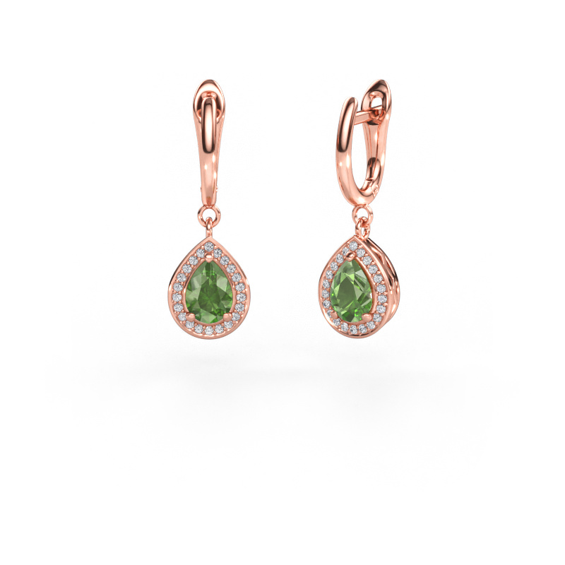 Immagine di Orecchini pendenti Ginger 1 585 oro rosa Tormalina verde 7x5 mm